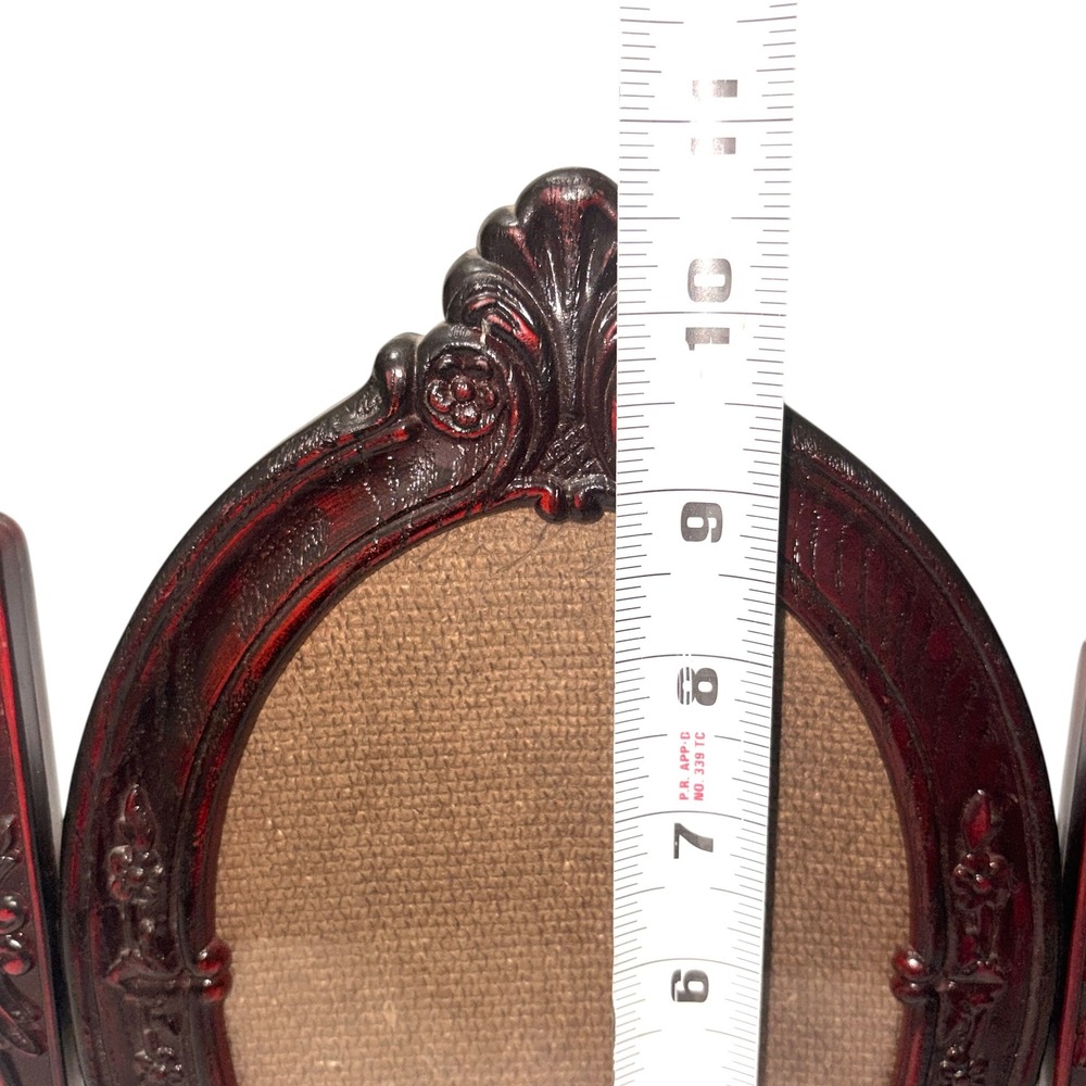 Vintage Ornate Oval Swivel Faux Wood Tilt Picture Frame 5" x 7" BRITISH~MCM - Picture 11 of 16